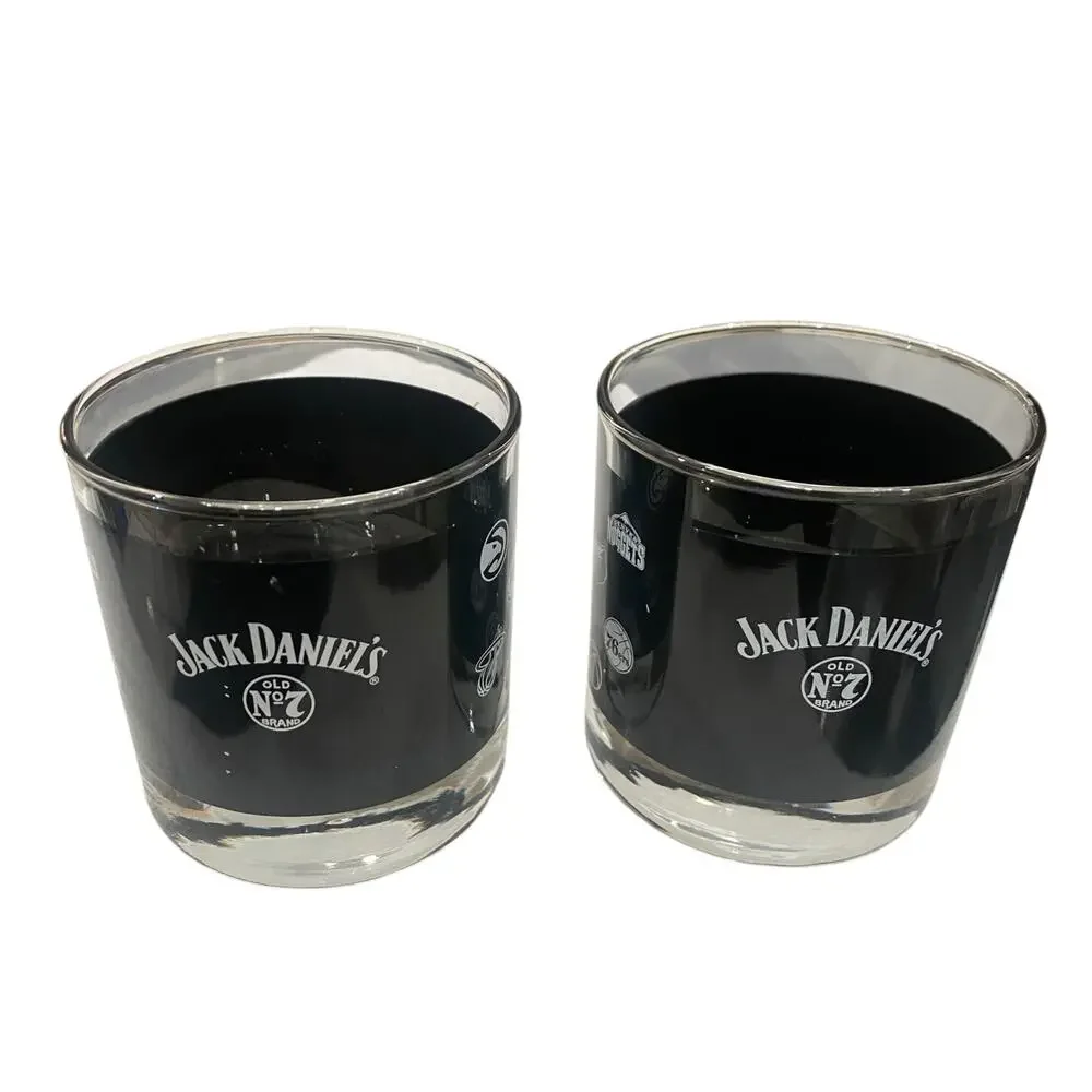 Set of 3 Jack Daniels NBA Lowball Glasses Bourbon Whiskey Rocks Limited Edition